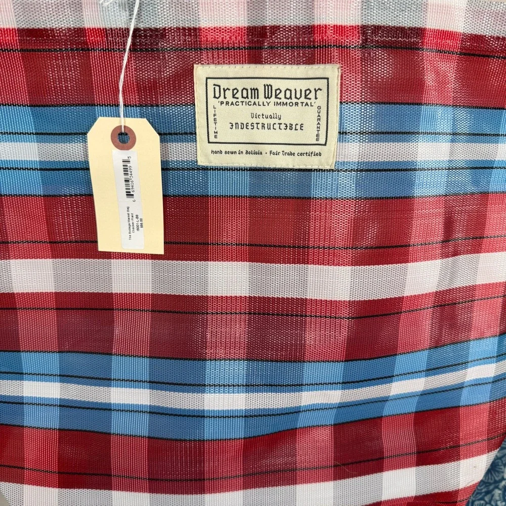 Dream Weaver‎ Bodega Market Bag Red Blue Plaid Woven Mesh Tote Fair Trade NWT